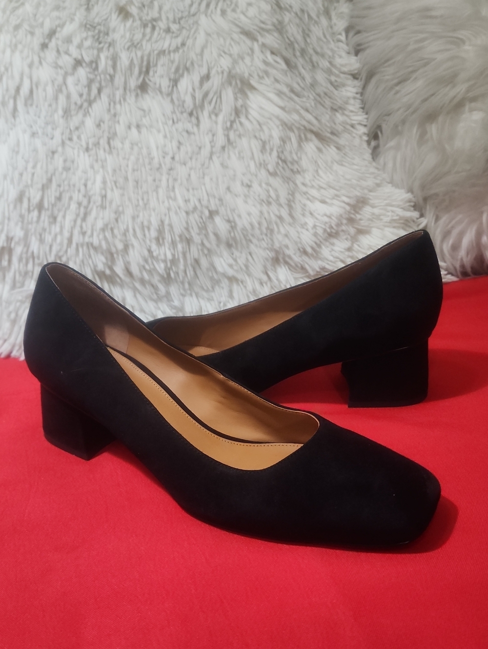 J. McLaughlin Cassey Black Suede Low Block Heel Pumps